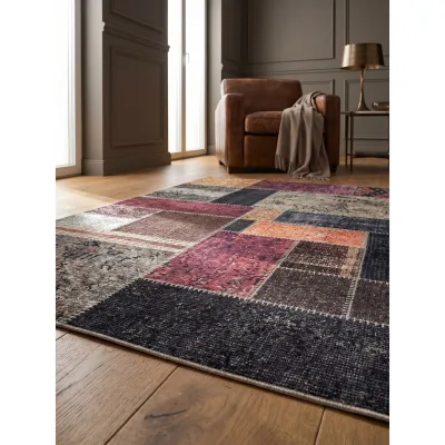 Flachwebteppich Waschbar PIZOL, im Patchwork-Stil, Bunt, 140 x 200 cm