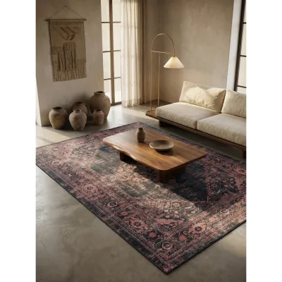 Flachwebteppich Waschbar PIZOL, orientalisch, Rot, 140 x 200 cm