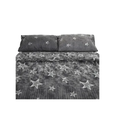 Fleece Bettwäsche mit Sternenmuster in Grau Kuschelig und Weich