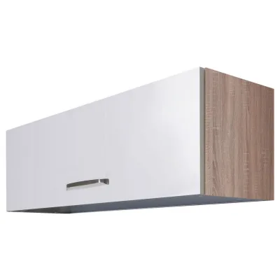 FlexWell Küchenoberschrank Weiß Hochglanz, Sonoma Eiche 32x100 cm
