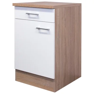 FlexWell Küchenunterschrank Weiß, Sonoma Eiche 50x85x57 cm