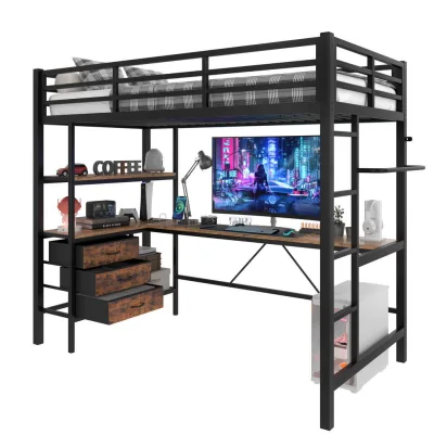 Flieks Hochbett Schwarz 90x200 cm