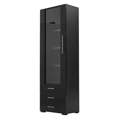 Flieks Vitrine, Schwarz 35x180x60 cm
