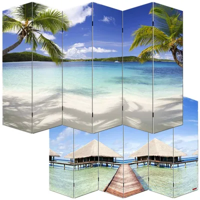 Foto-Paravent Paravent Raumteiler Spanische Wand Bagheria MVG-zertifiziert ~ 170x240cm, Strand