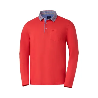 Franco Bettoni Herren Poloshirt mit Hemdkragen langarm