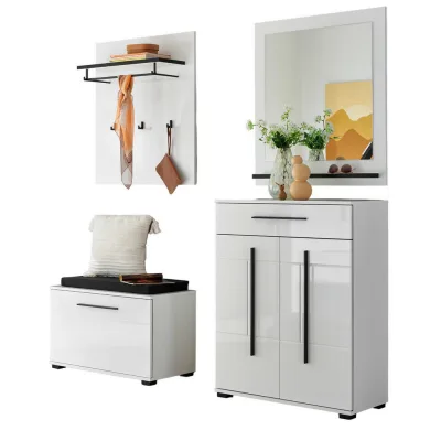 Furn.Design Garderoben-Set Weiß Hochglanz 170x200x40 cm