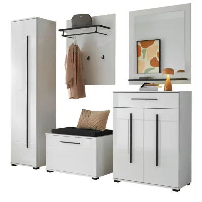 Furn.Design Garderoben-Set Weiß Hochglanz 230x200x40 cm