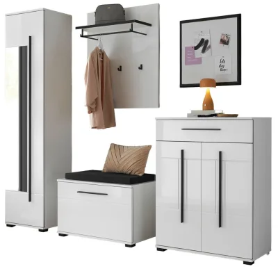 Furn.Design Garderoben-Set Weiß Hochglanz 230x230x40 cm