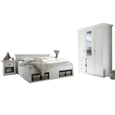 Furn.Design Schlafzimmer-Set Weiß 186x206x64 cm