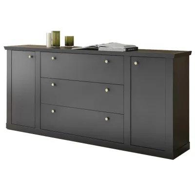 Furn.Design Sideboard Schwarz, Eiche 205x92x42 cm