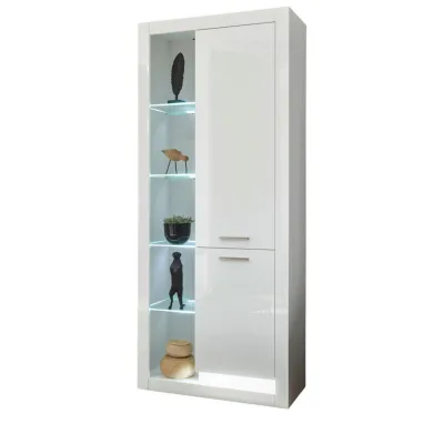 Furn.Design Vitrine Weiß, Weiß Hochglanz 80x195x37 cm