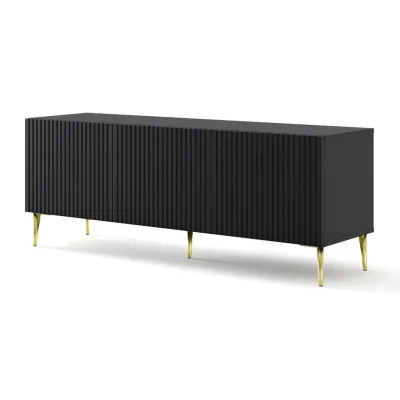 Furnlux Tv-Lowboard Schwarz, Gold 150x56x42 cm