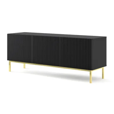Furnlux Tv-Lowboard Schwarz, Gold 150x58x42 cm
