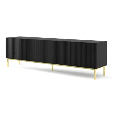 Furnlux Tv-Lowboard Schwarz, Gold 200x58x42 cm