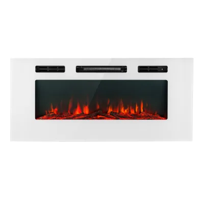 Galeras Elektrischer Wand- und Einbaukamin 1800 W LED 3 Farben Timer Weiß 102 x 47 x 13 cm