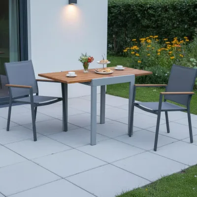 Gardenson Balkontisch Natur, Silber 75x65x65-130 cm