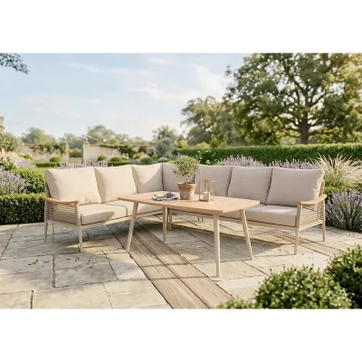 Gardenson Dining-Loungeset Braun, Sand, Beige 126x126 cm