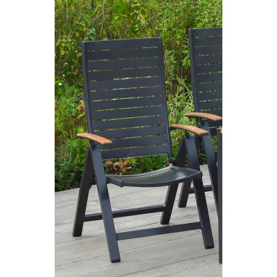 Gardenson Gartenklappsessel Astros Braun, Graphit 61.5x113x72 cm