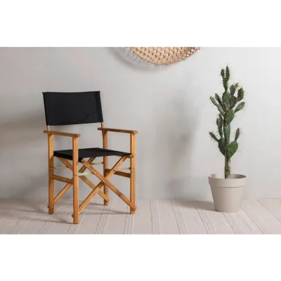 Gardenson Klappstuhl Akazie, Schwarz 53x90x55 cm