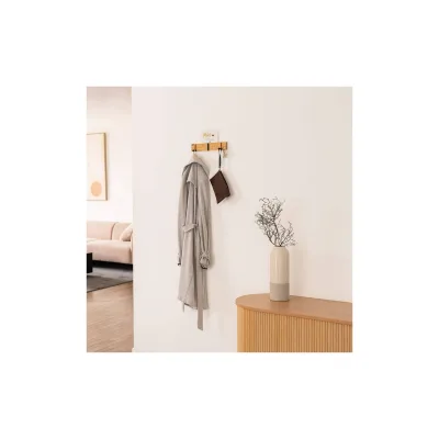 HOME DELUXE Garderobenleiste HOOK inkl. Haken und Magnete - Bambus