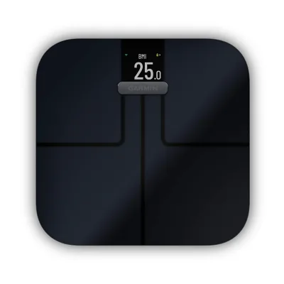 Garmin Index S2 Smart Schwarz Diagnosewaage (Körperfett-Diagnose, Analyse, Muskel-Masse, Körperwasser, Knochen-Masse, smart, WLAN, App, digital, LCD)