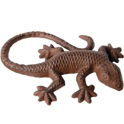 Gartenfigur Eidechse aus Gusseisen, ca. 19x12x3 cm
