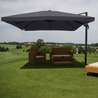 Gastronomie-Ampelschirm MCW-A96, Sonnenschirm, 3x4m (Ø5m) Polyester/Alu 26kg ~ Flap, anthrazit ohne Ständer
