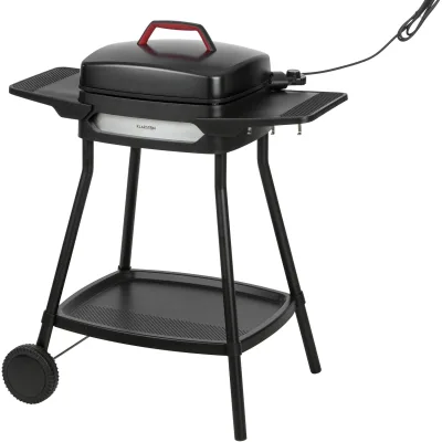 Gatsby Elektrogrill 2000W Antihaft-Grillfläche Seitentische schwarz Schwarz