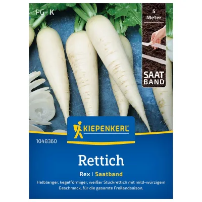 Gemüse-Saatband, Rettich 'Rex', weiß