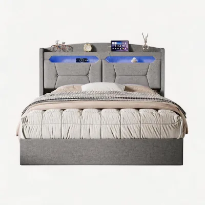 Genki Living Doppelbett Grau 140x200 cm