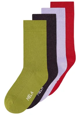 Gerippte Baumwoll-Socken GOTS, 4er Pack