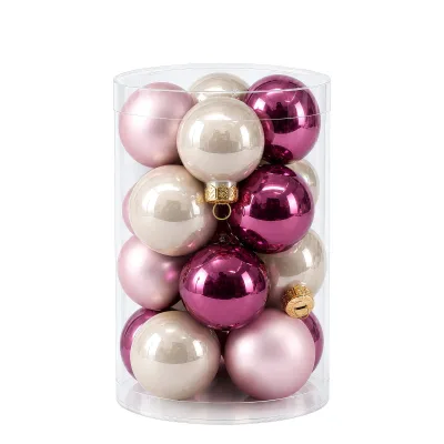 Glas-Kugelmix, 16 Kugeln je Ø 3,5 cm, puderrosa, perle & dunkelrosa