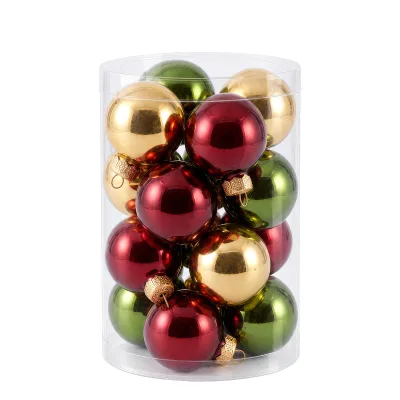 Glas-Kugelmix, 16 Kugeln je Ø 3,5cm, ochsenblut, hellgold & piniengrün