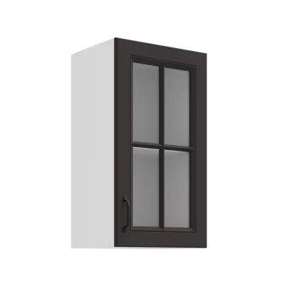 Glashängeschrank 40 cm Stilo Grau Küchenzeile Küchenblock Landhaus Einbauküche