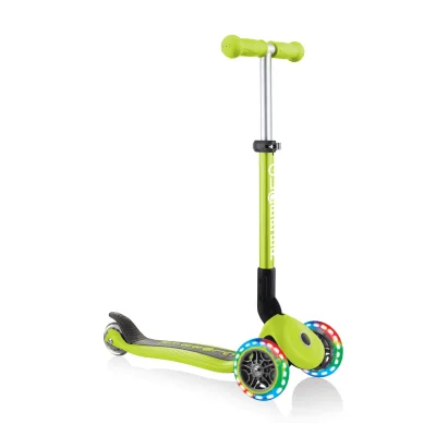 GLOBBER JUNIOR FOLDABLE LIGHTS lime grün, mit Leuchtrollen