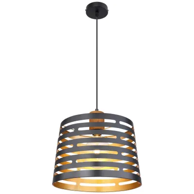 Globo Hängeleuchte Ablona Natur, Schwarz, Gold 120 cm