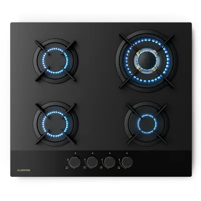 Goldflame Nano Gaskochfeld   4 Messingbrenner   8 kW   Nano-Beschichtung   LPG/Erdgas Schwarz 4
