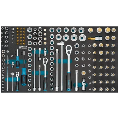 Hazet Steckschlüssel Satz 1/4 (6,3 mm) Vierkant hohl, 3/8 (10 mm) Vierkant hohl, 1/2 (12,5 mm) Vierkant hohl, 1/4 (6,3 mm) Sechskant massiv, Außen