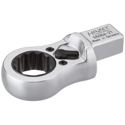 Hazet Einsteck-Ratschen-Ringschlüssel 14 x 18 mm Einsteck-Vierkant massiv, Außen Doppelsechskant Profil, SW 21 mm