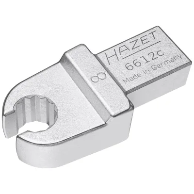 Hazet Einsteck-Ringschlüssel, offen, 9 x 12 mm Einsteck-Vierkant massiv, Außenprofil Doppelsechskant, SW 8 mm