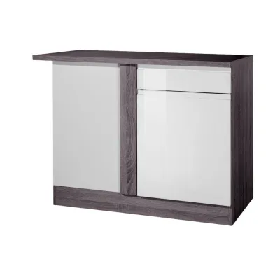 Held Eckunterschrank Grau, Weiß Hochglanz 110x85x60 cm