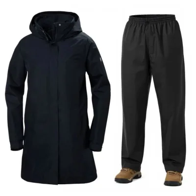 Helly Hansen Aden Long/HH Rain, Regenset, Damen, marineblau/schwarz