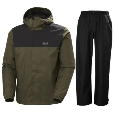 Helly Hansen Vancouver/HH Rain, Regenset, Herren, grün/schwarz