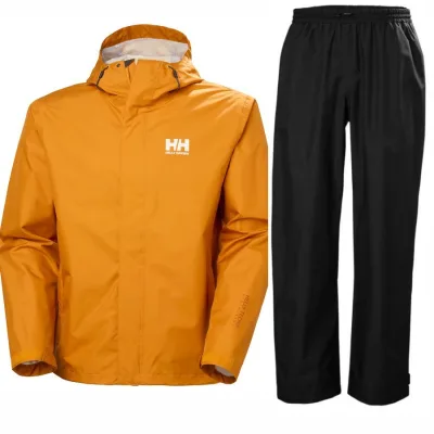 Helly Hansen HH Rain/Seven J Regenanzug, Herren, schwarz/gelb