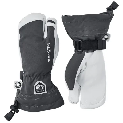 Hestra Army Leather Heli Ski, 3-Finger-Skihandschuhe, Junior, grau