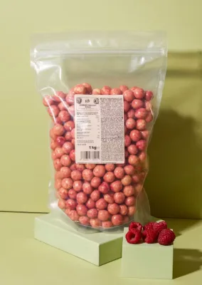 Himbeer Crispy Balls mit weißer Schokolade 1 kg