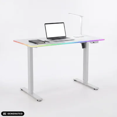 hjh OFFICE Elektrisch höhenverstellbarer Schreibtisch Worktime LED Melaminharzbeschichtete Spanplatte