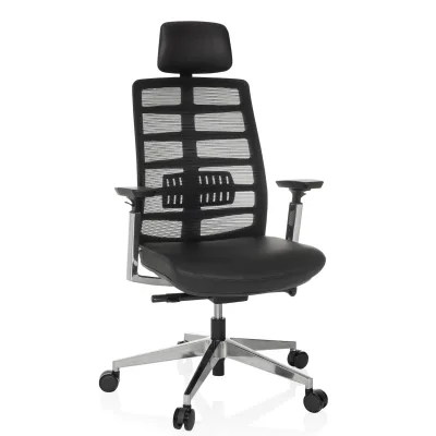 hjh OFFICE High End Bürostuhl SPINIO ELITE L Leder/Netzstoff mit Armlehnen (höhenverstellbar)