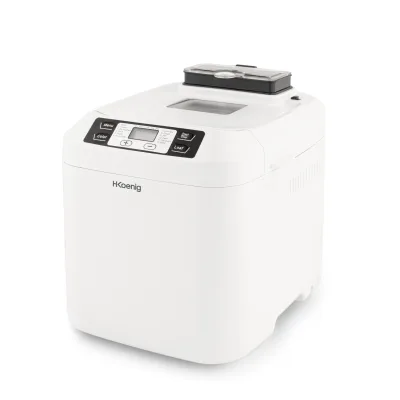H.Koenig BAKE340 Brotbackautomat, 12 Programme, 2 Brotgrößen, Startzeitvorwahl und Warmhaltefunktion, LCD-Display, 550 Watt, Weiß