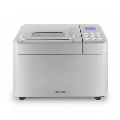 H.Koenig BAKE440 Brotmaschine, 3 Brotgrößen, Startvorwahl/Warmhaltefunktion, abnehmbarer Behälter, antihaftbeschichtet, LCD-Display, 600 W